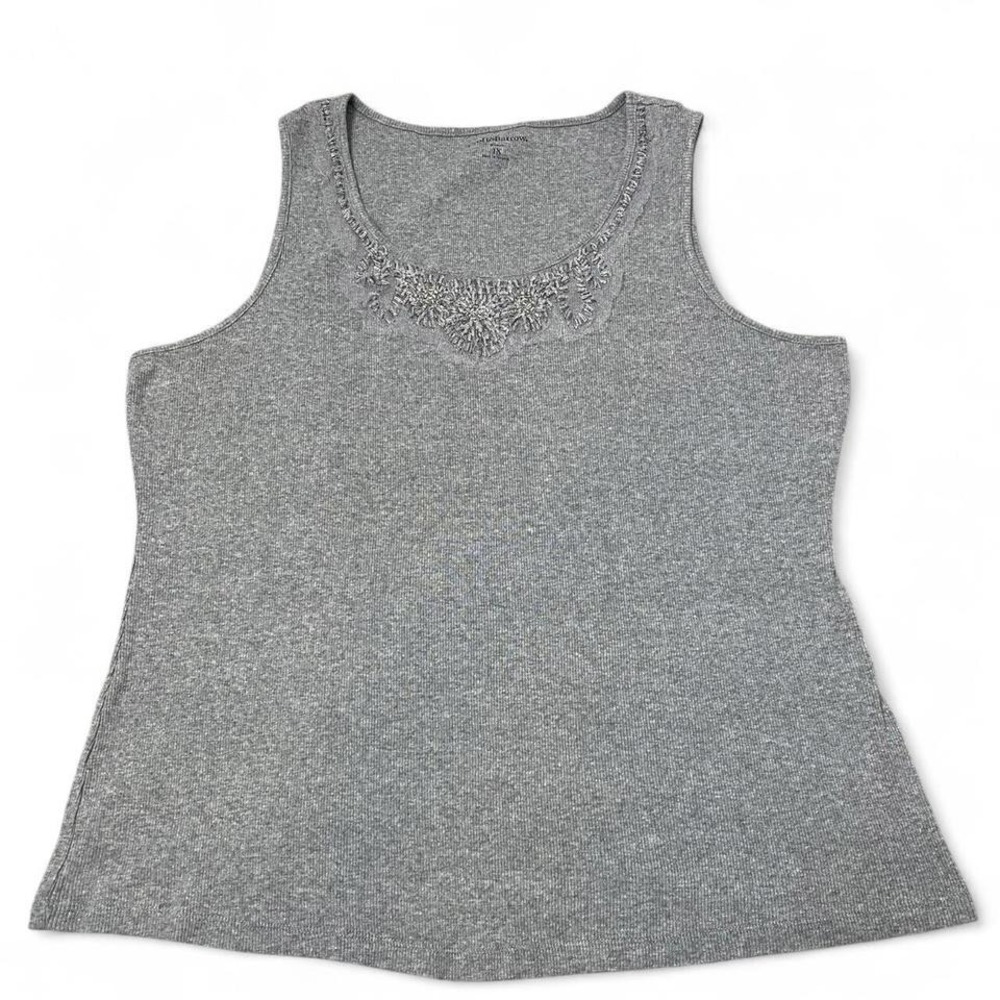 Croft & Barrow grey tank top with beaded neckline